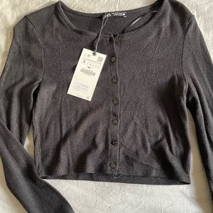 Zara Black Cropped Cardigan